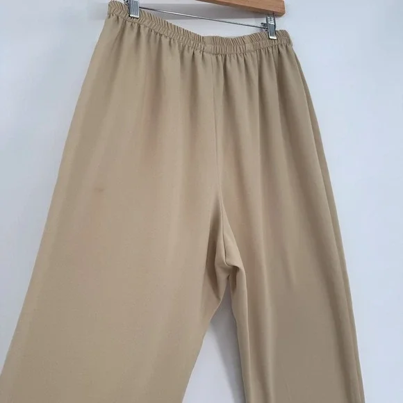 R&M Rcihards Lightweight Tan‎ Leaf Pattern Sheer Cardigan/Beige Pants Set Sz 18 - Picture 16 of 16